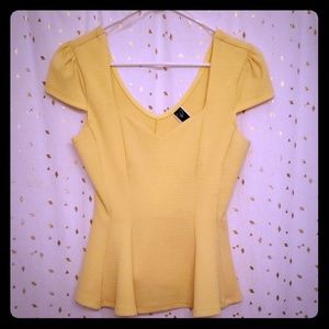 Bright Yellow Peplum Top
